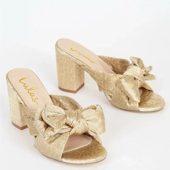 Lulu's Gold Knotted High Heeled Sandals with Bow Detail - Picture 3 of 8
